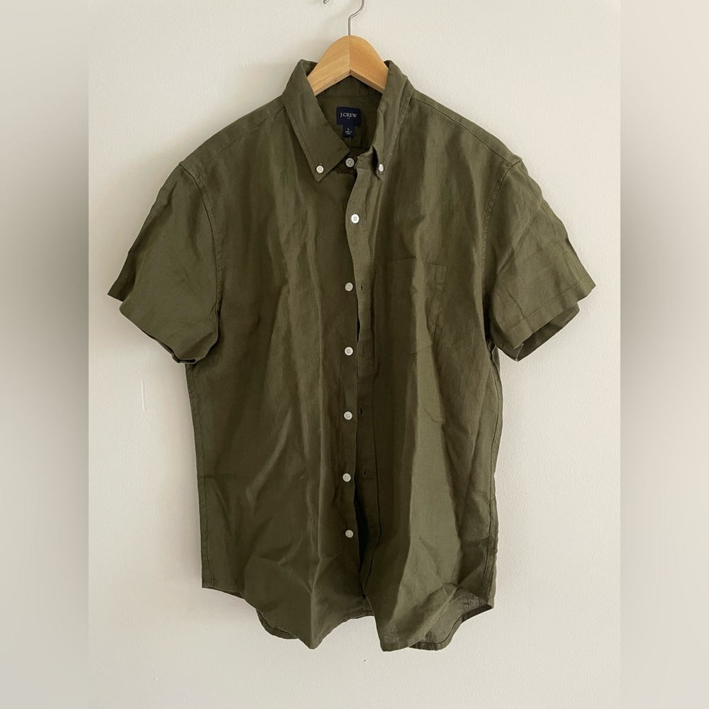 J. Crew Olive Green Men's linen Shirt